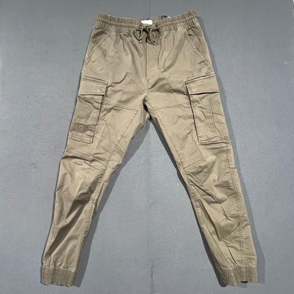 H&M Other - H&M Cargo Jogger Pants Khaki Cotton‎ Blend Men Size M Drawstring Pockets